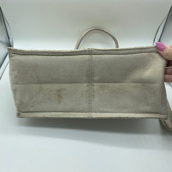 Eric Javits New York Lil Côte d’Azur Beige Purple Tote Bag Canvas Shoulder Bag - Picture 14 of 14